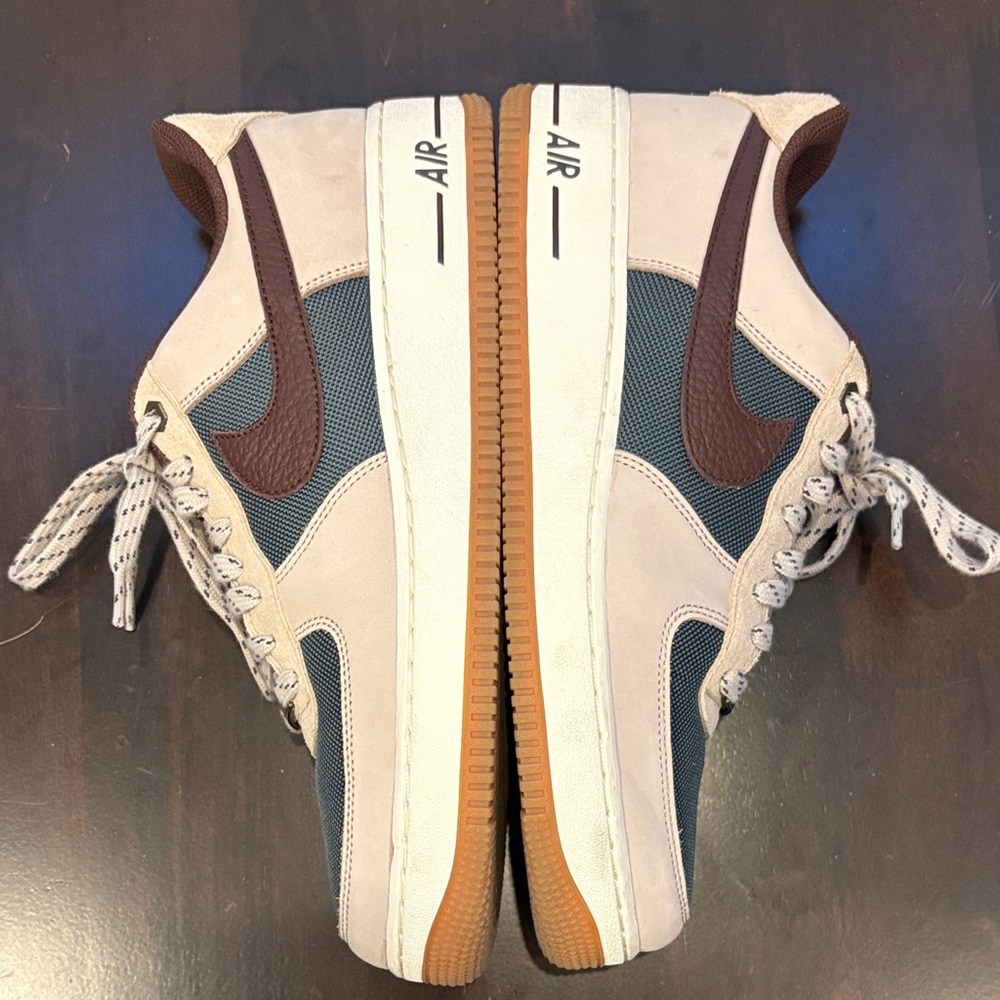 Stylish Beige and brown Nike Air Force Ones Size 10 - Picture 4 of 6